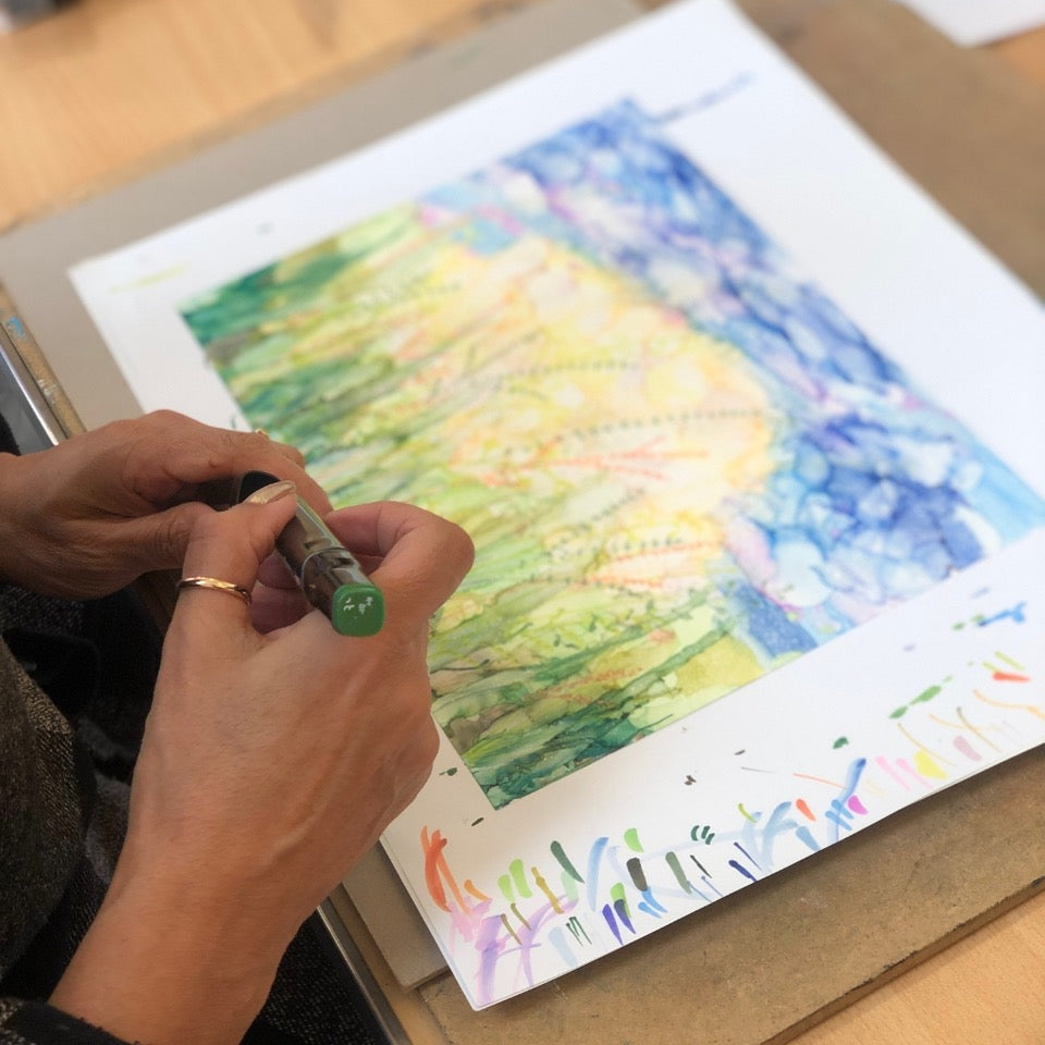 March 12th 6.30-9pm - Alcohol Ink Workshop - Spring bluebells